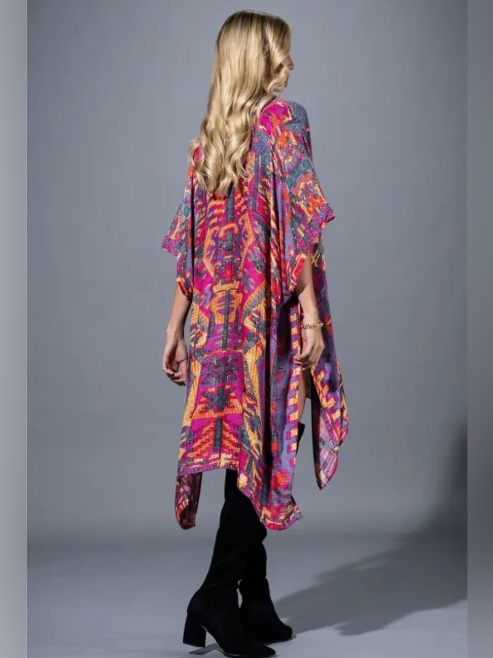 Valencia Boho Kimono Duster | Pink Purple | Flowy| Jewel Tones | OS - Picture 2 of 7